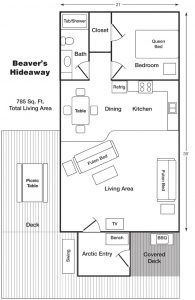 The Beaver's Hideaway Cabin Floorplan